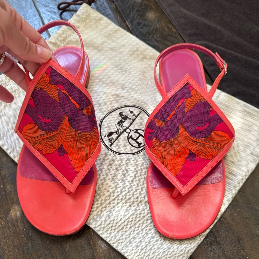 Hermes Purple and Pink Sandals Vibrant Style